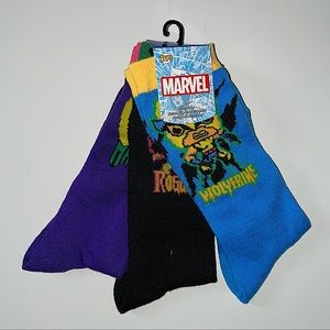 HARD TO FIND Funko Pop Marvel Blacklight Socks 3 Pack Wolverine Rogue Magneto